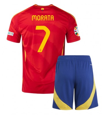Spanien Alvaro Morata #7 Hemmatröja Barn EM 2024 Kortärmad (+ Korta byxor)